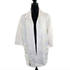 Vintage 1970's British vogue wintuk USA open Knit Cardigan Large deastock